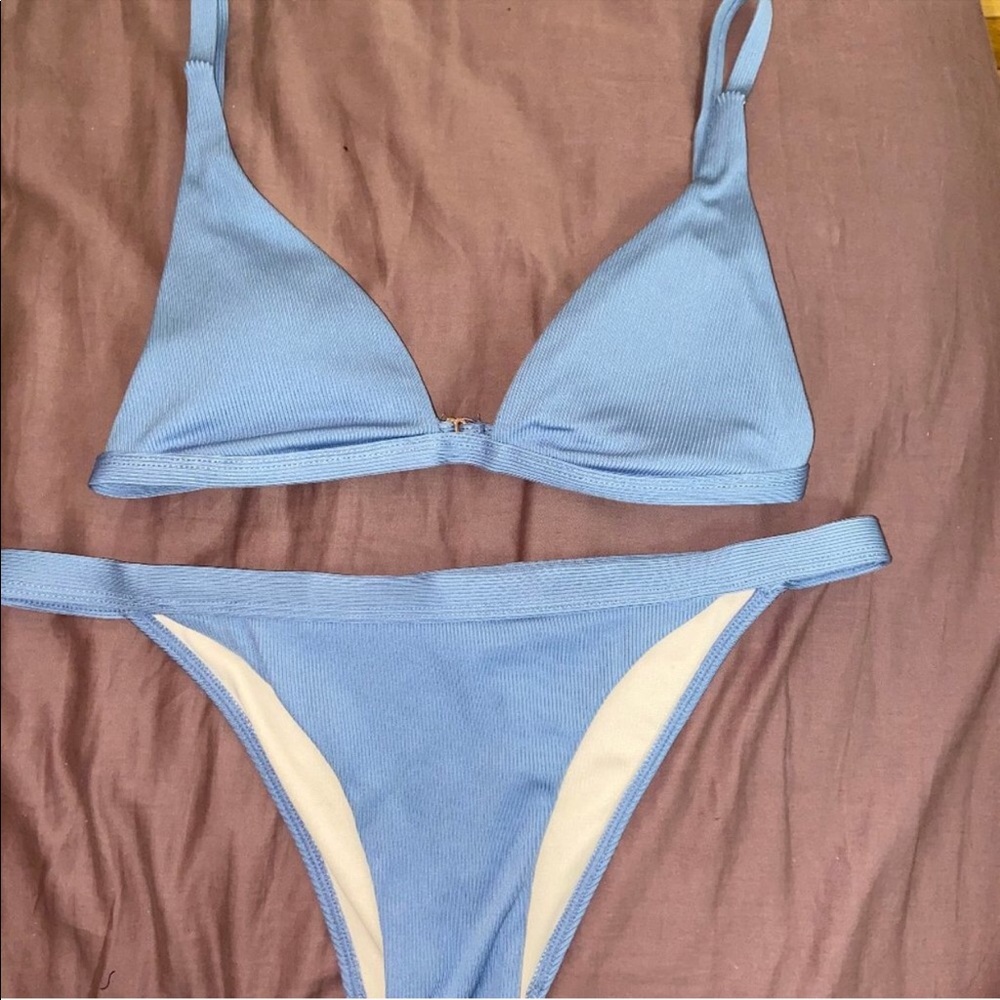 LA Hearts Pacsun Triangle Bikini Set in Blue